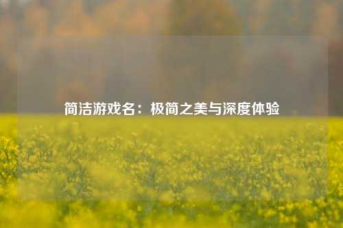简洁游戏名：极简之美与深度体验